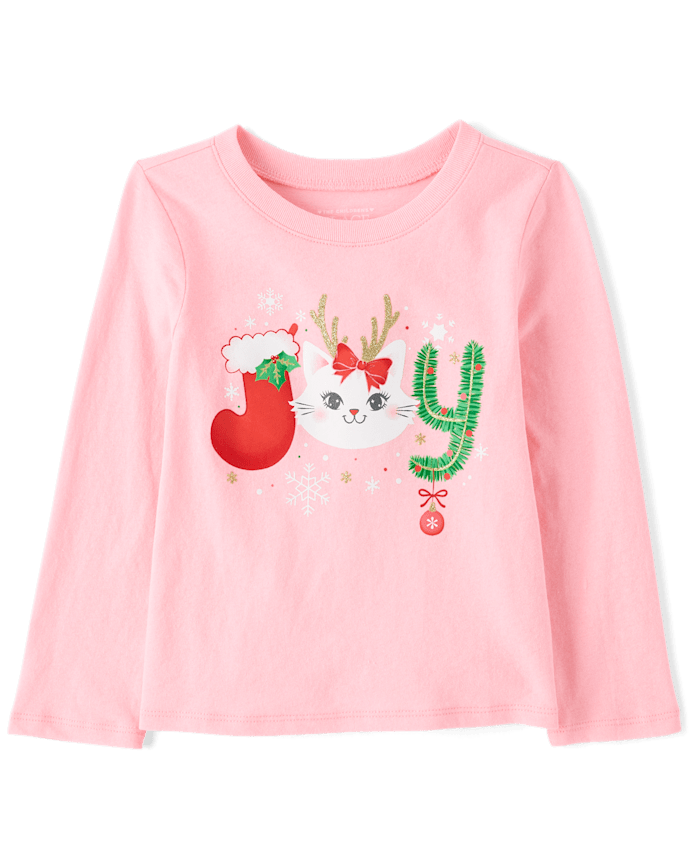 Baby And Toddler Girls Christmas Joy Graphic Tee