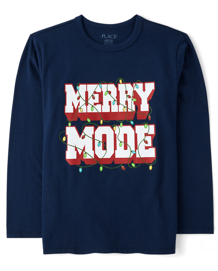 Boys Christmas Merry Mode Graphic Tee
