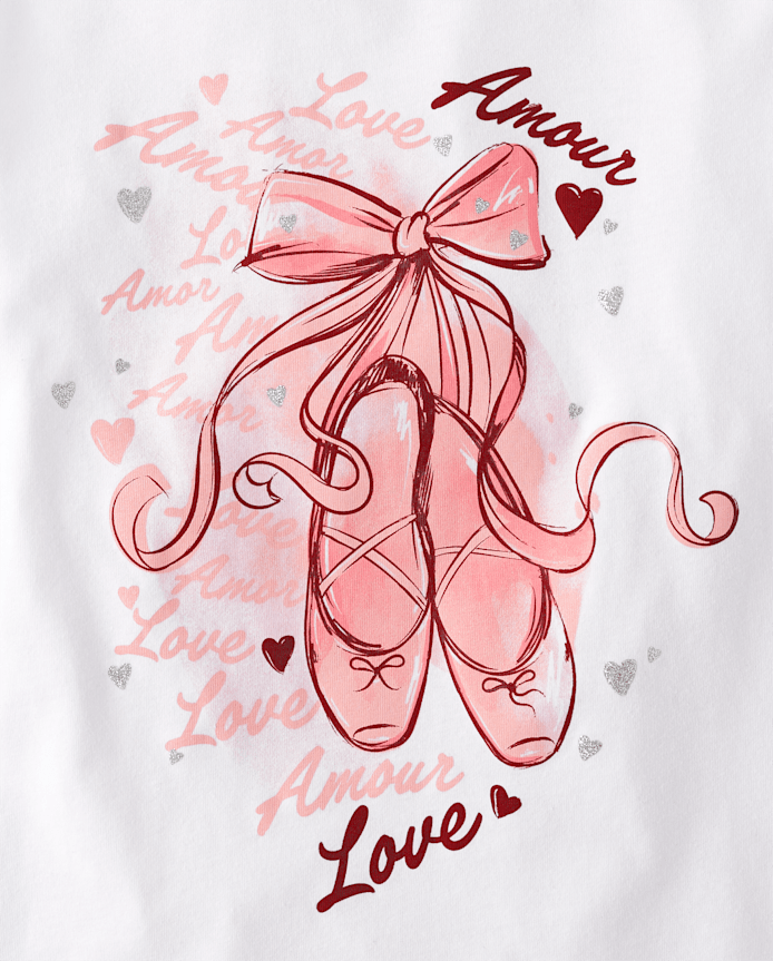 T-shirt graphique pour filles avec chaussures de ballet