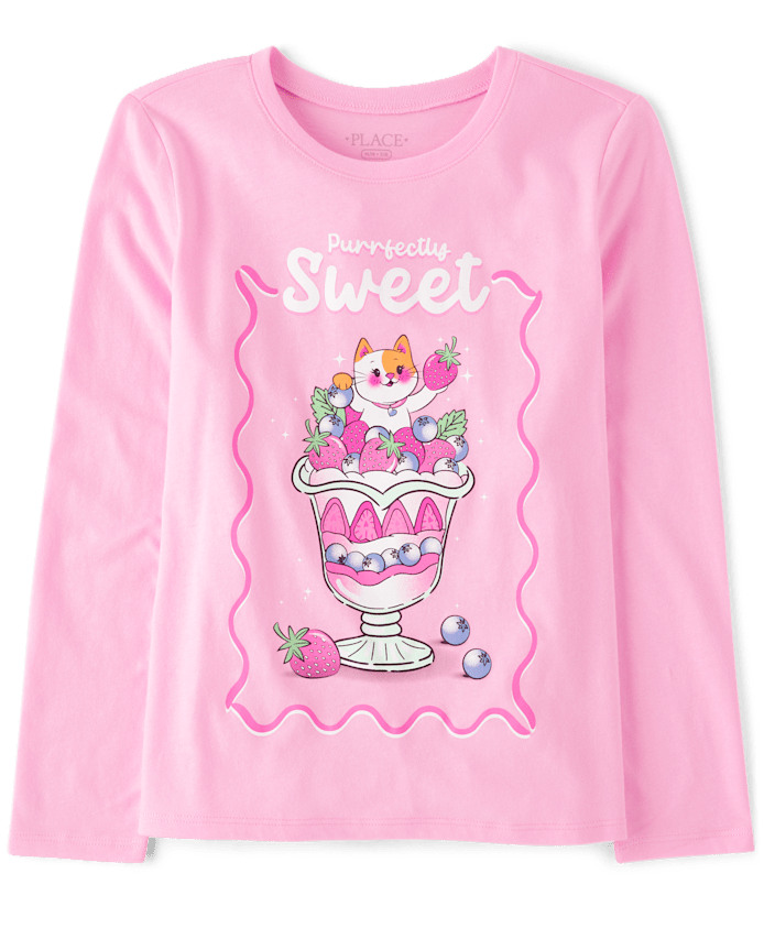 Girls Sweet Cat Graphic Tee