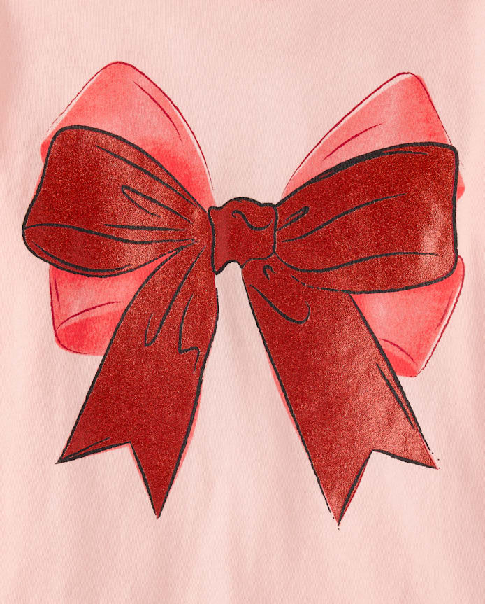 Girls Christmas Bow Graphic Tee