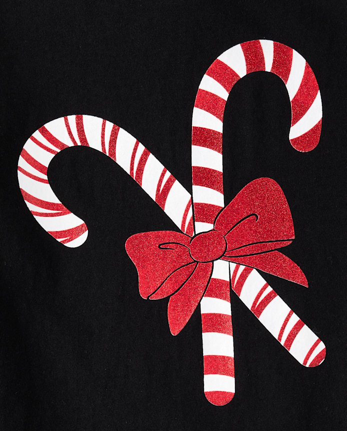 Girls Christmas Candy Canes Graphic Tee