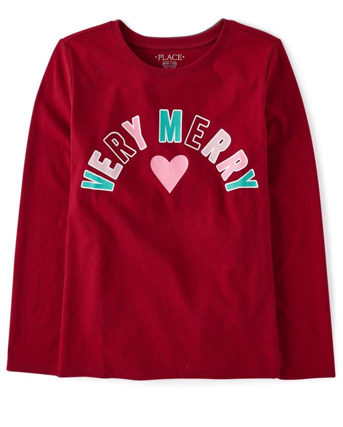 Girls Very Merry Christmas Graphic Tee