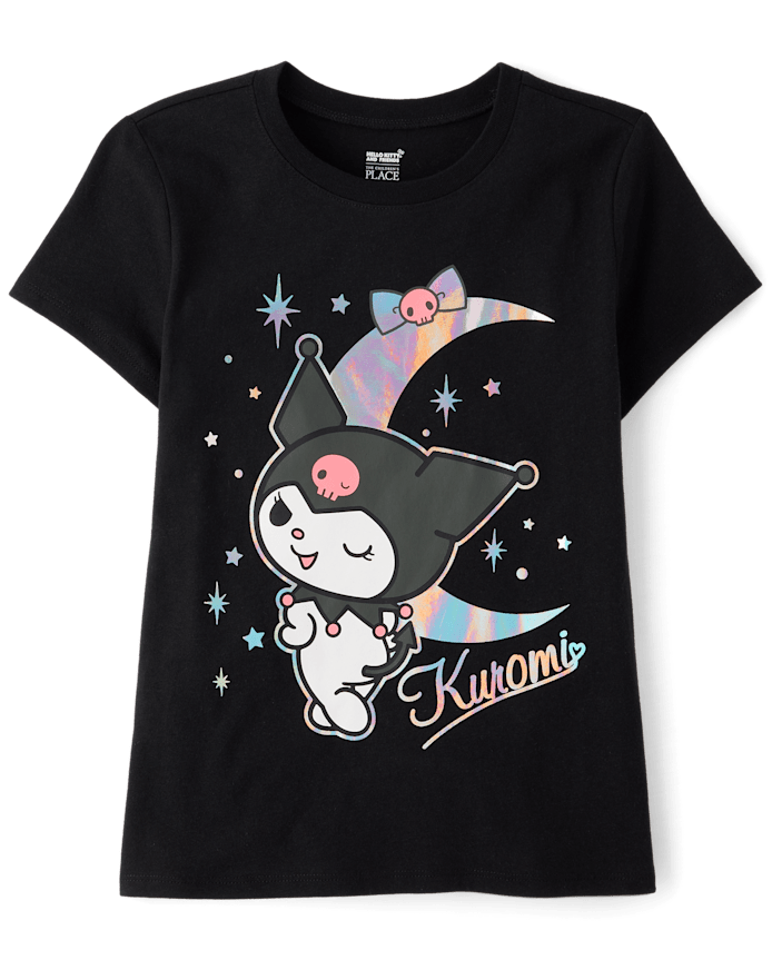 T-shirt graphique lune holographique Kuromi™ pour filles