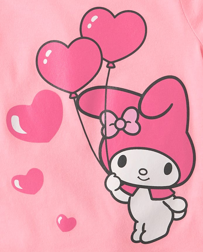 T-shirt graphique My Melody™ à motif ballon pailleté pour petite fille