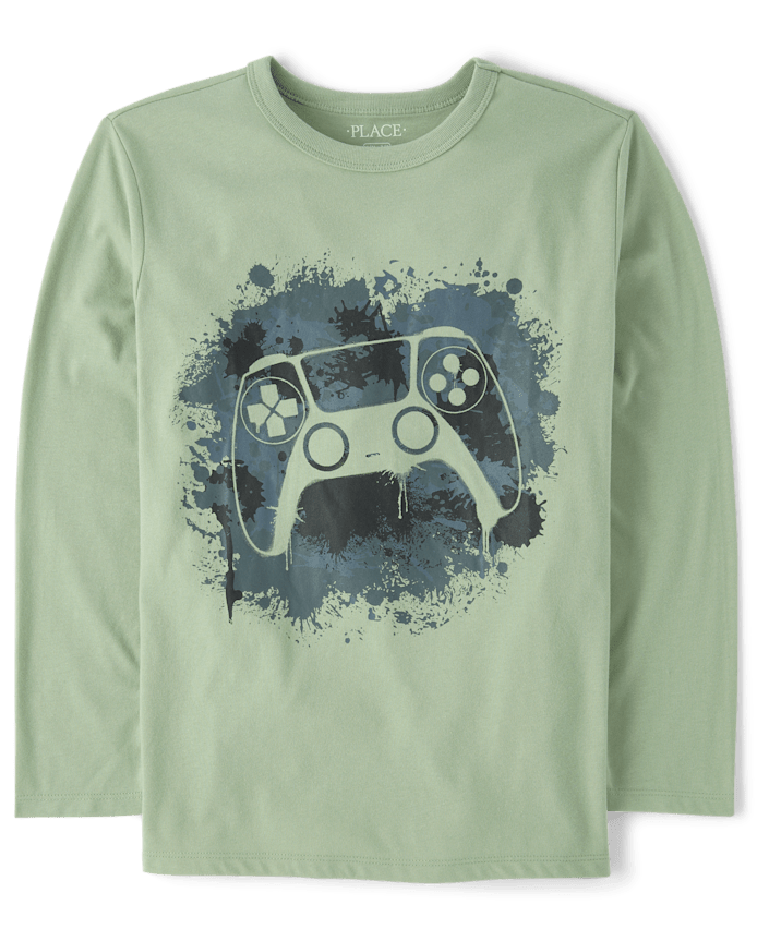 T-shirt graphique camouflage manette de jeu pour garçon