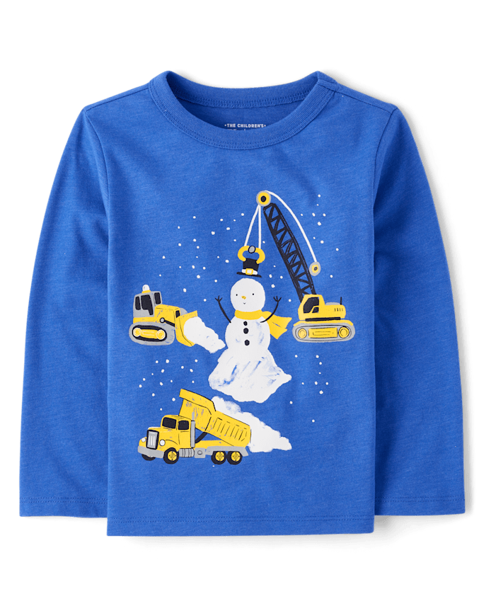 Baby And Toddler Boys Snowman Construction Graphic Tee