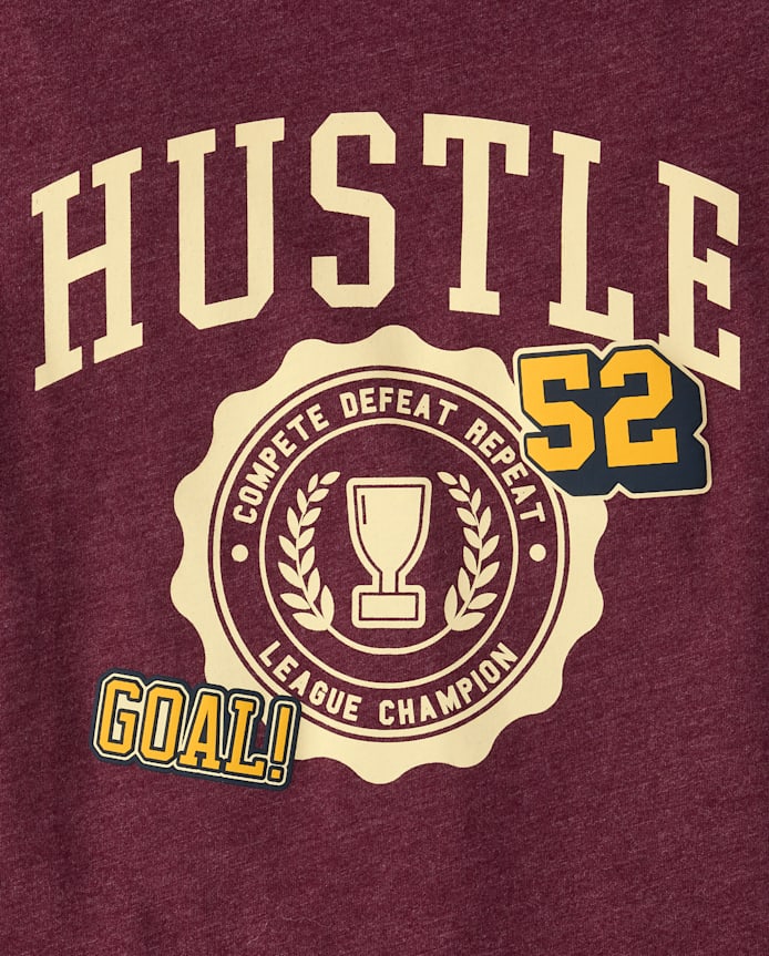 Boys Hustle Varsity Patches Graphic Tee