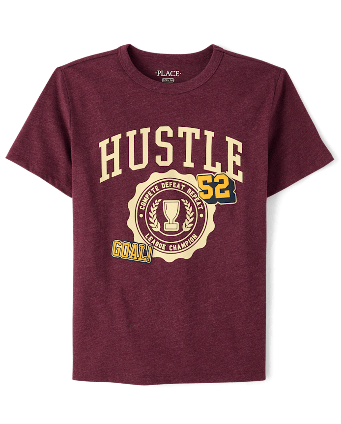 Boys Hustle Varsity Patches Graphic Tee