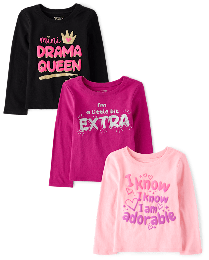 Baby And Toddler Girls Sassy Graphic Tee 3-Pack