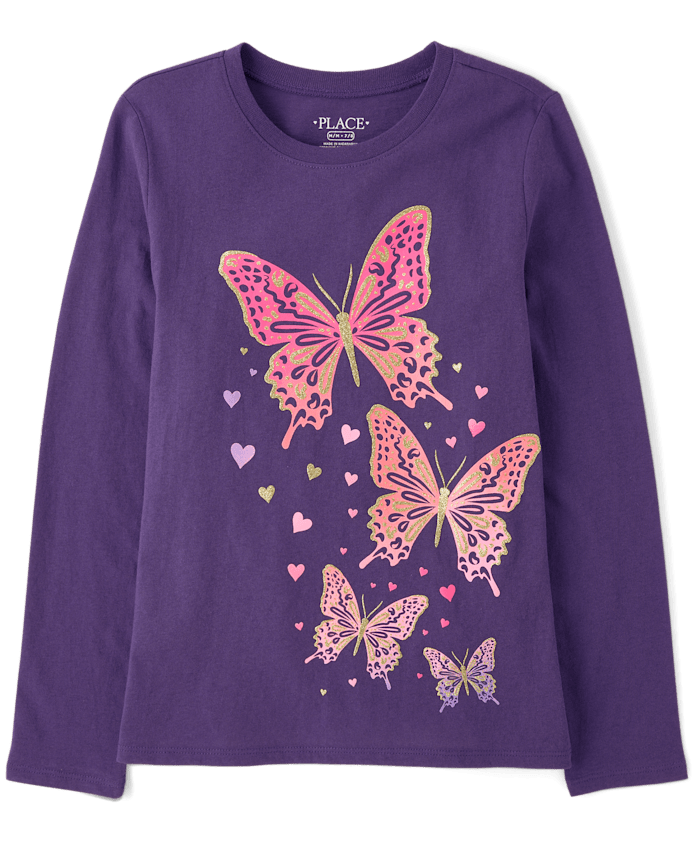T-shirt graphique papillons pour filles