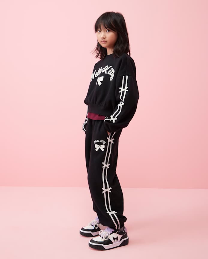 Girls Hello Kitty® Embroidered Bow Premium Fleece Sweatshirt