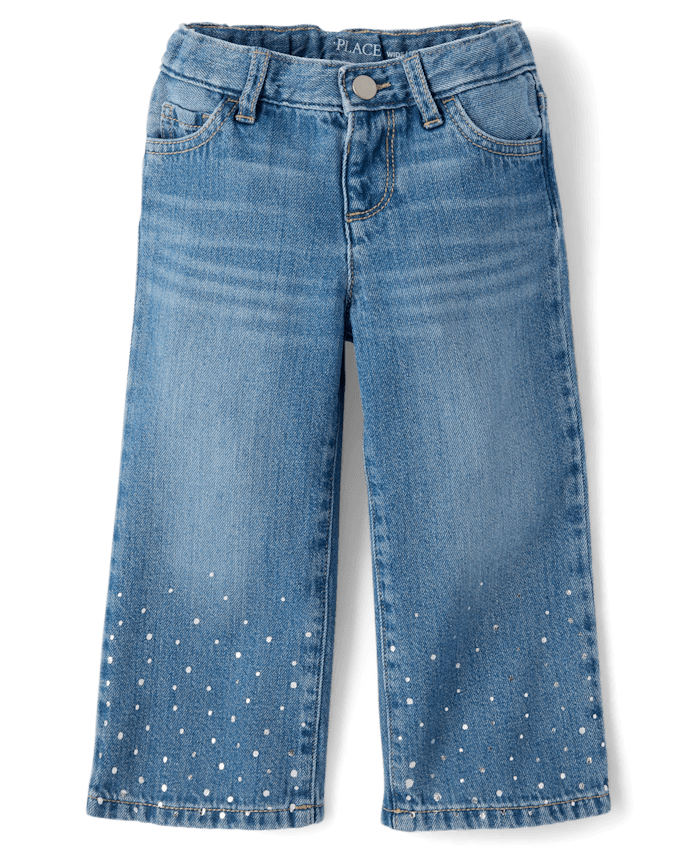 Toddler Girls Foil Wide Leg Jeans