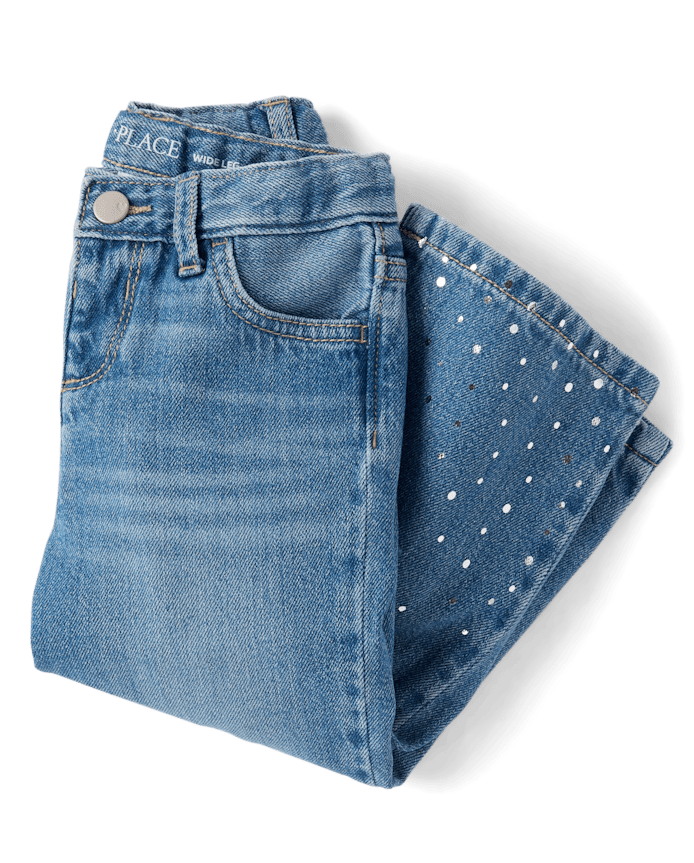 Jean large à imprimé métallisé pour petite fille