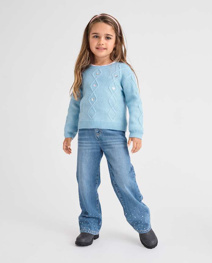 Toddler Girls Foil Wide Leg Jeans