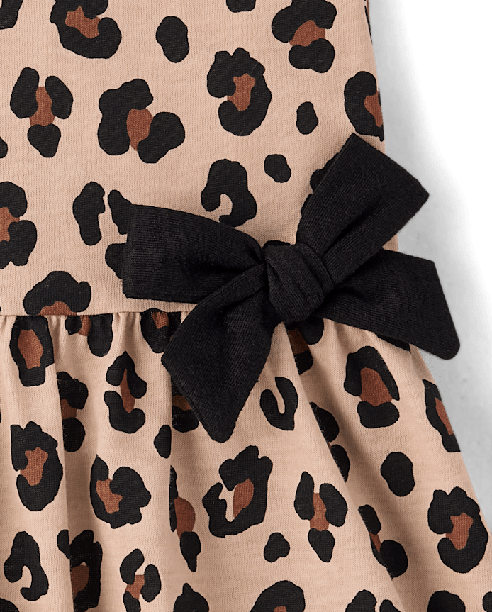 Baby And Toddler Girls Leopard Bow Drop Waist Dress