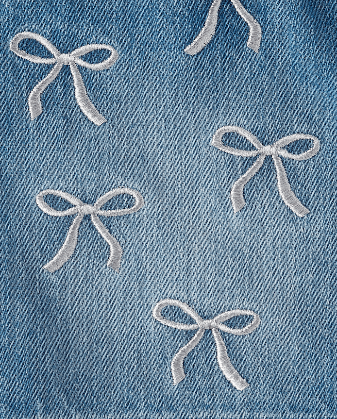 Toddler Girls Rhinestone Bow Denim Skirt