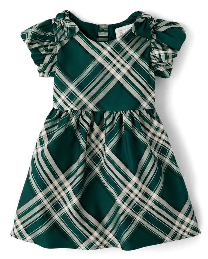 Robe ajustée et évasée en satin à carreaux assortie pour toute la famille