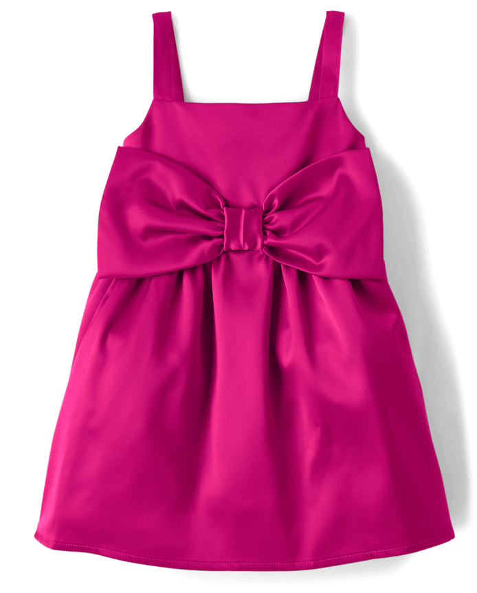Baby And Toddler Girls Oversized Bow Satin Fit Flare Dress