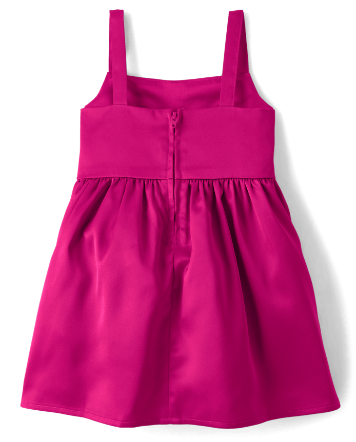 Baby And Toddler Girls Oversized Bow Satin Fit Flare Dress