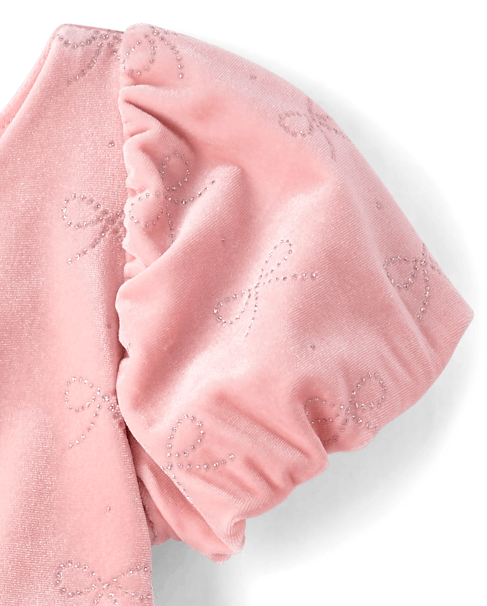 Baby And Toddler Girls Glitter Bow Velour Bubble Dress
