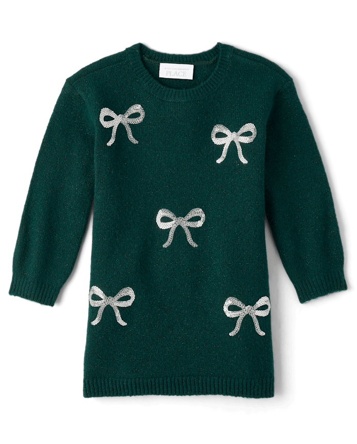 Robe pull à paillettes et nœud pour bébé petite fille