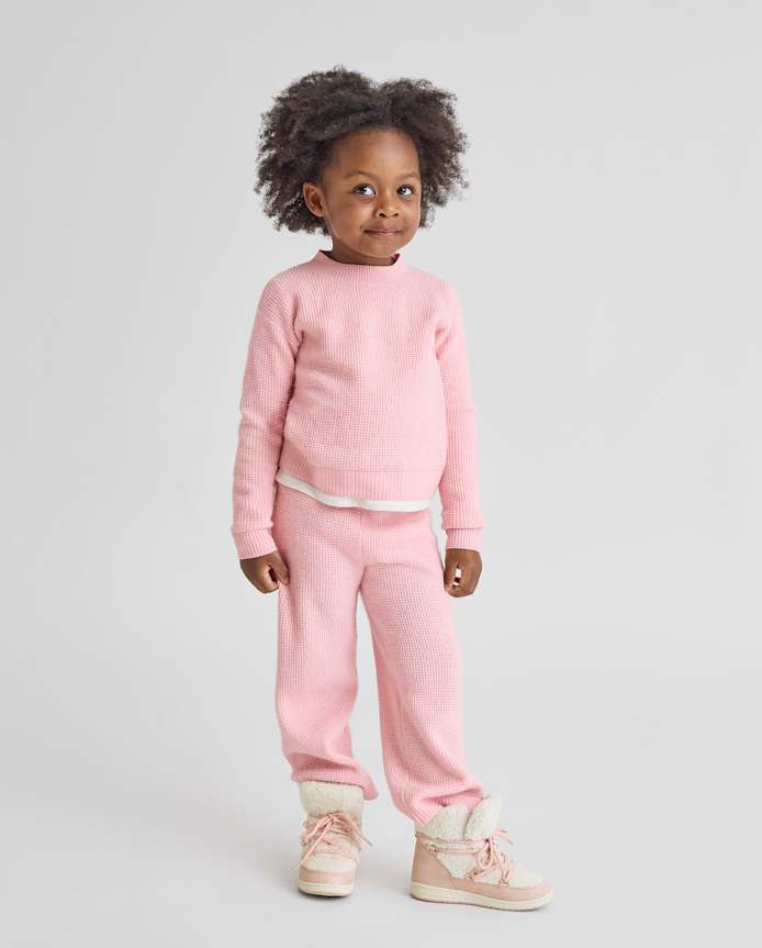 Toddler Girls Waffle Sweater 2-Piece Outfit Set