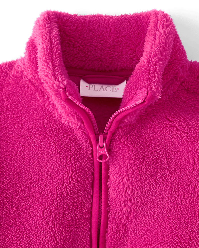 Toddler Girls Heavyweight Sherpa Zip Up Jacket