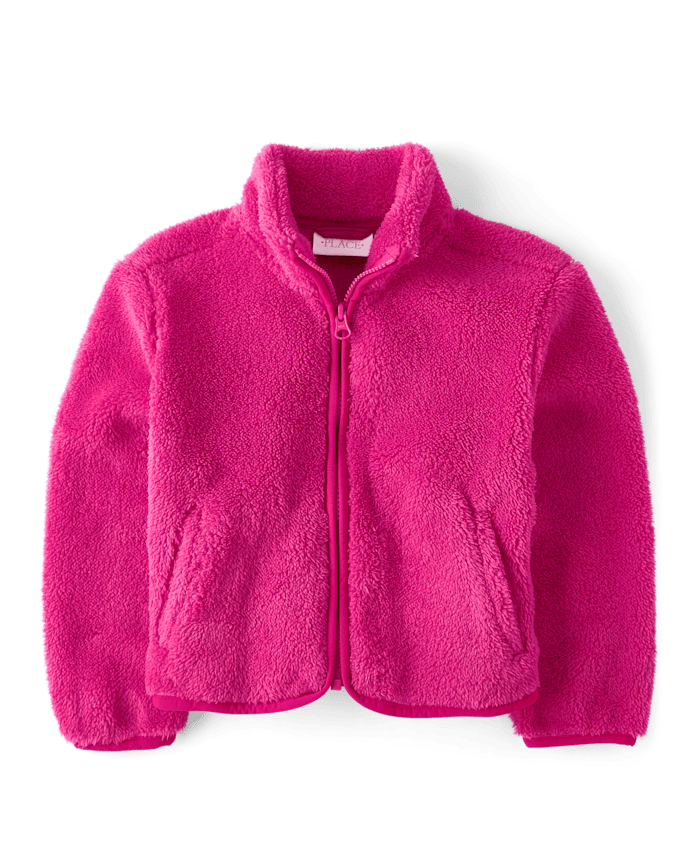 Toddler Girls Heavyweight Sherpa Zip Up Jacket