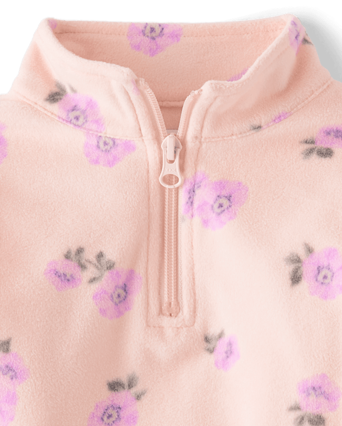 Toddler Girls Print Microfleece Half Zip Pullover