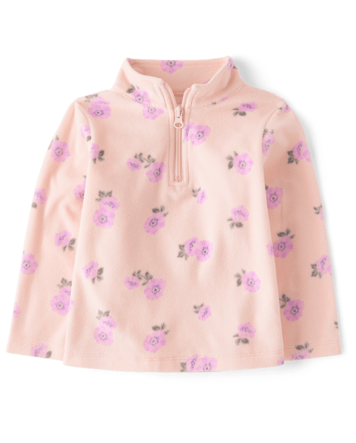 Toddler Girls Print Microfleece Half Zip Pullover