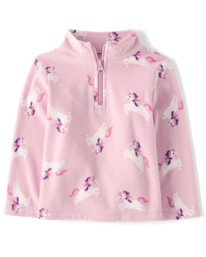 Toddler Girls Print Microfleece Half Zip Pullover