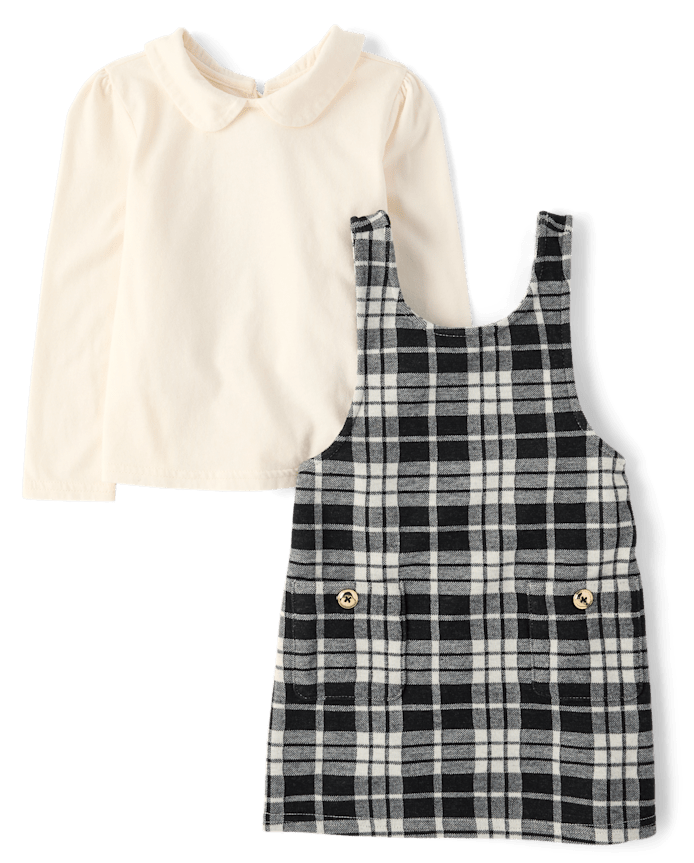 Ensemble jupe-culotte à carreaux 2 pièces pour petite fille