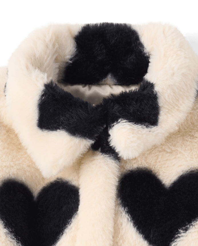 Toddler Girls Heart Faux Fur Coat