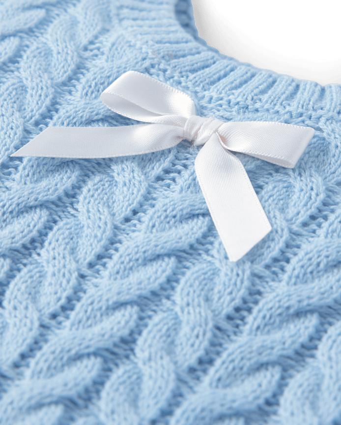 Toddler Girls Bow Cable Knit Sweater
