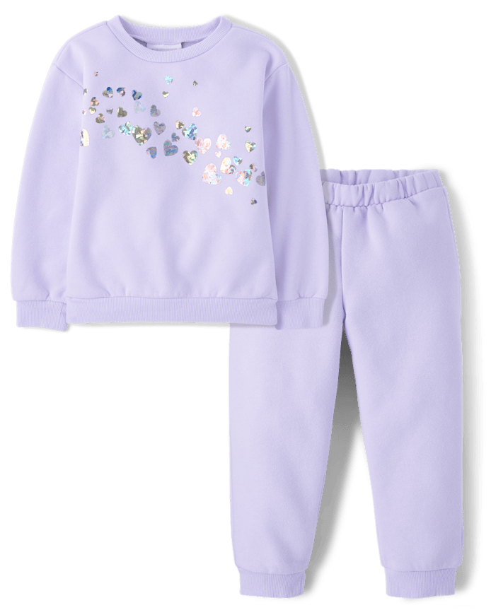 Toddler Girls Embellished Premium Fleece 2-Piece Outfit Set