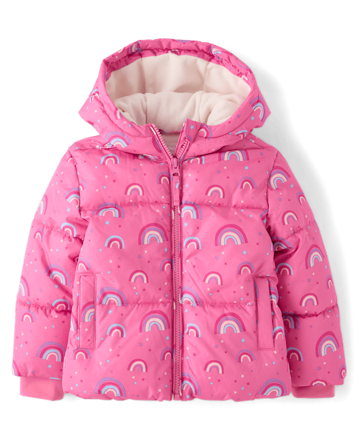 Toddler Girls Print Midweight Microfleece Lined Puffer Jacket