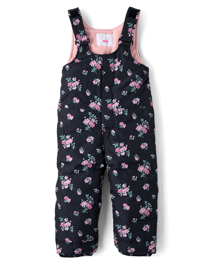Toddler Girls Print Snow Overalls