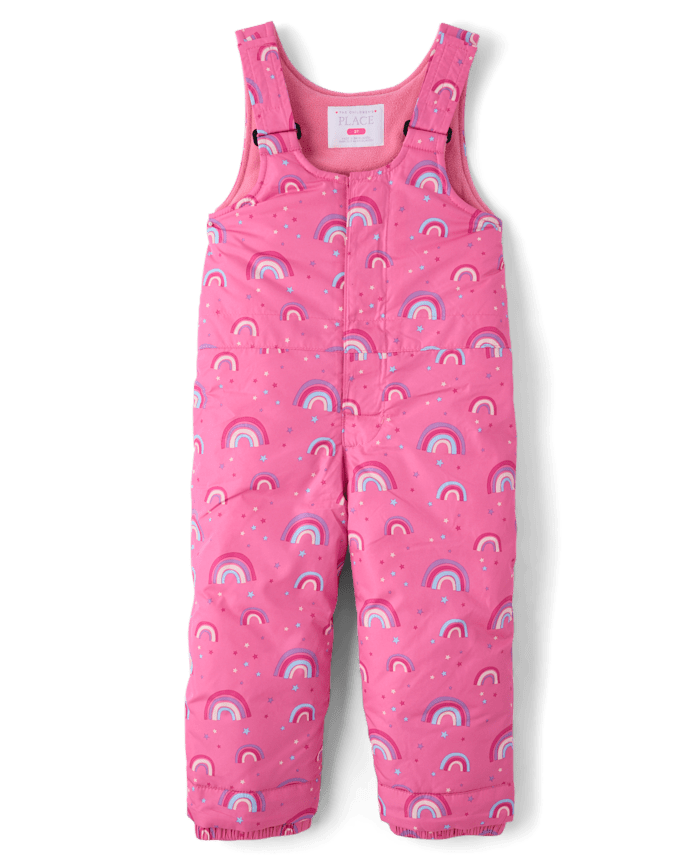 Toddler Girls Print Snow Overalls