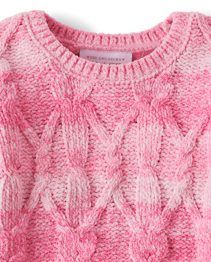 Toddler Girls Ombre Cable Knit Chenille Sweater