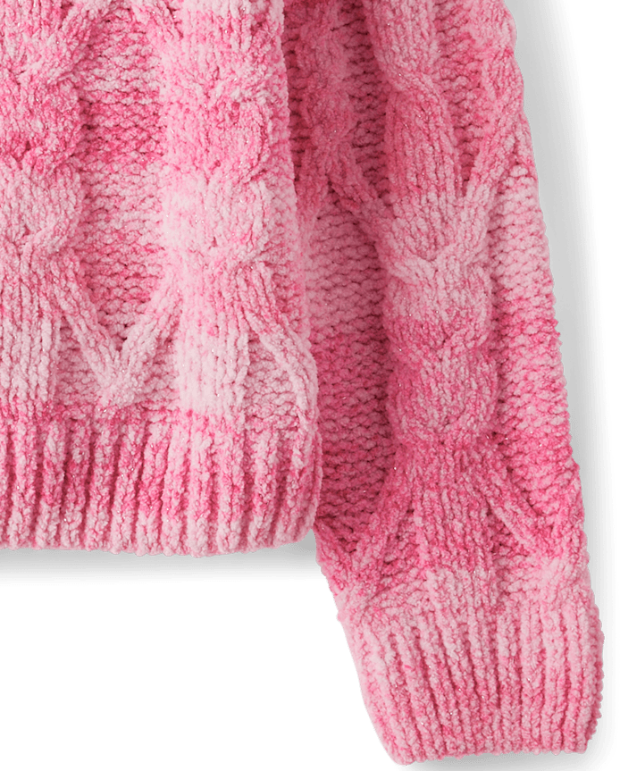 Toddler Girls Ombre Cable Knit Chenille Sweater