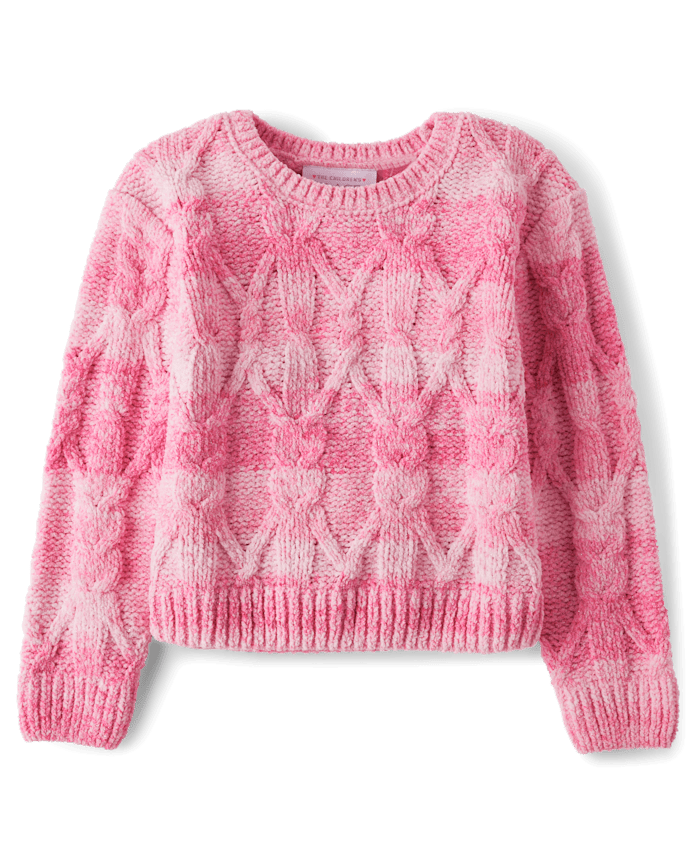 Pull chenille en maille torsadée ombrée pour petite fille