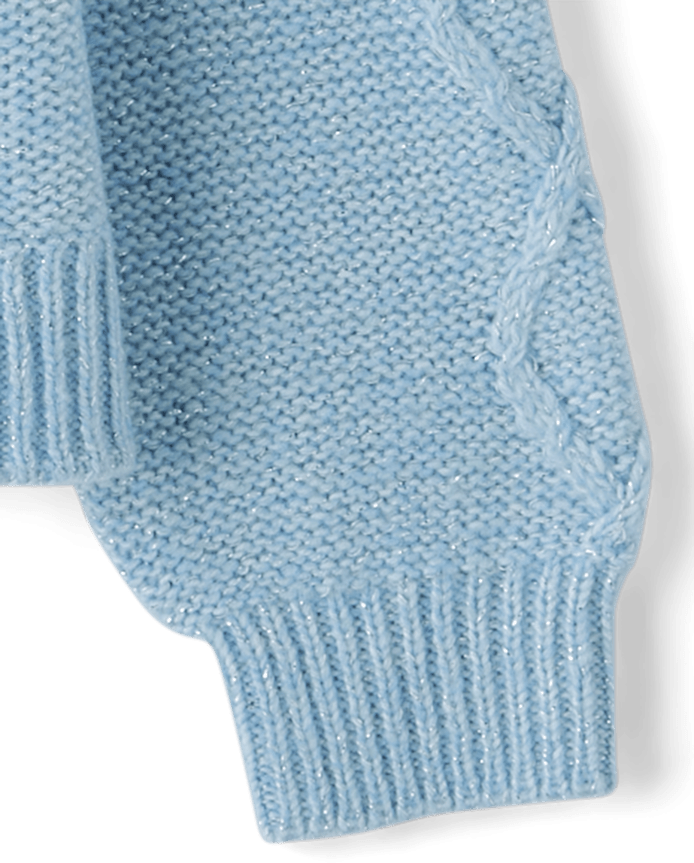 Toddler Girls Sequin Cable Knit Super Soft Sweater