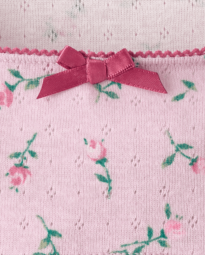 Girls Floral Pointelle Top