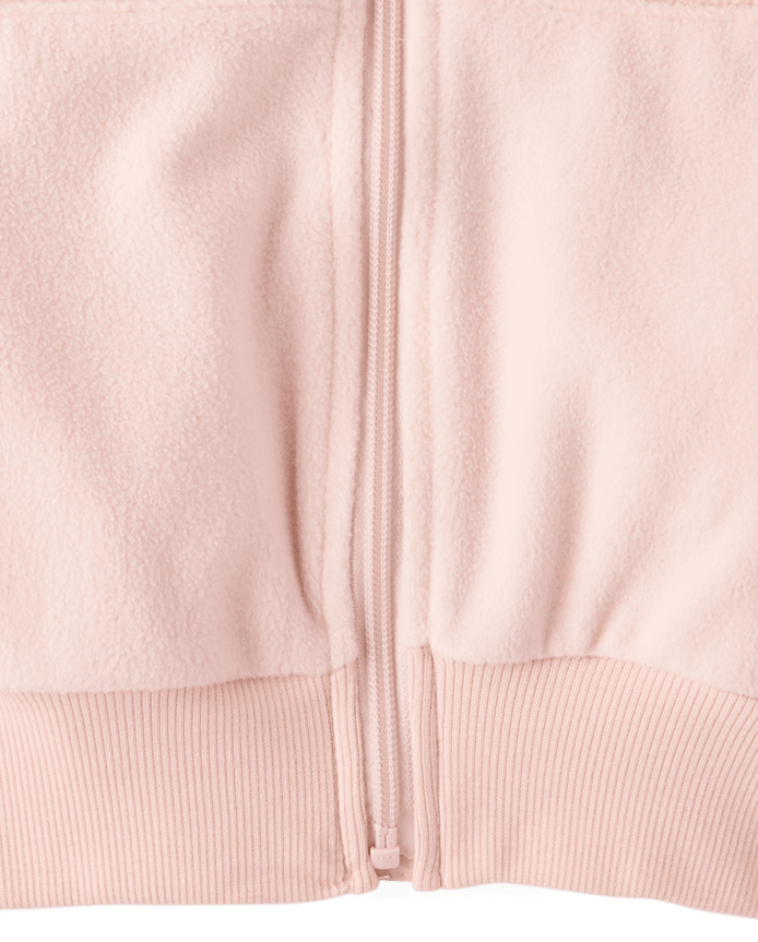 Girls Contrast Microfleece Zip Up Jacket