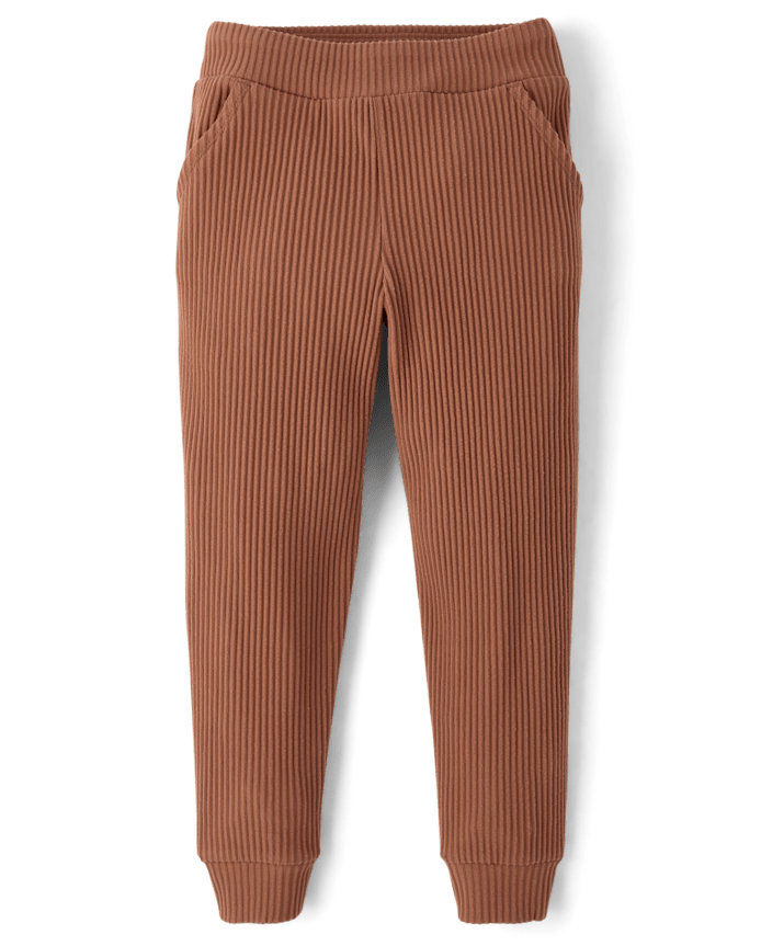Girls Plush Rib Jogger Pants