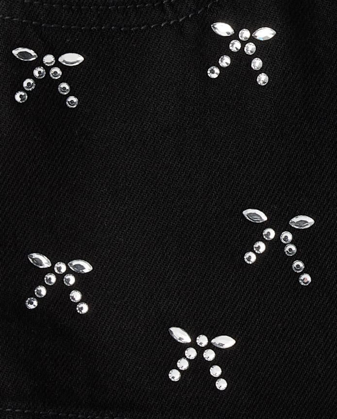 Jupe en jean à nœud strass pour fille