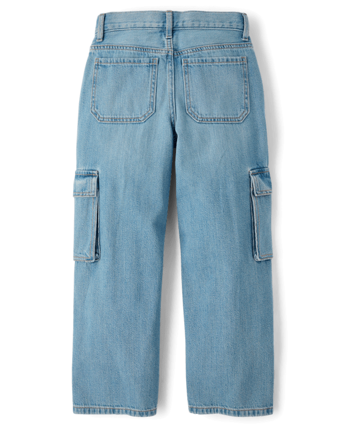 Girls Rhinestone Baggy Cargo Jeans