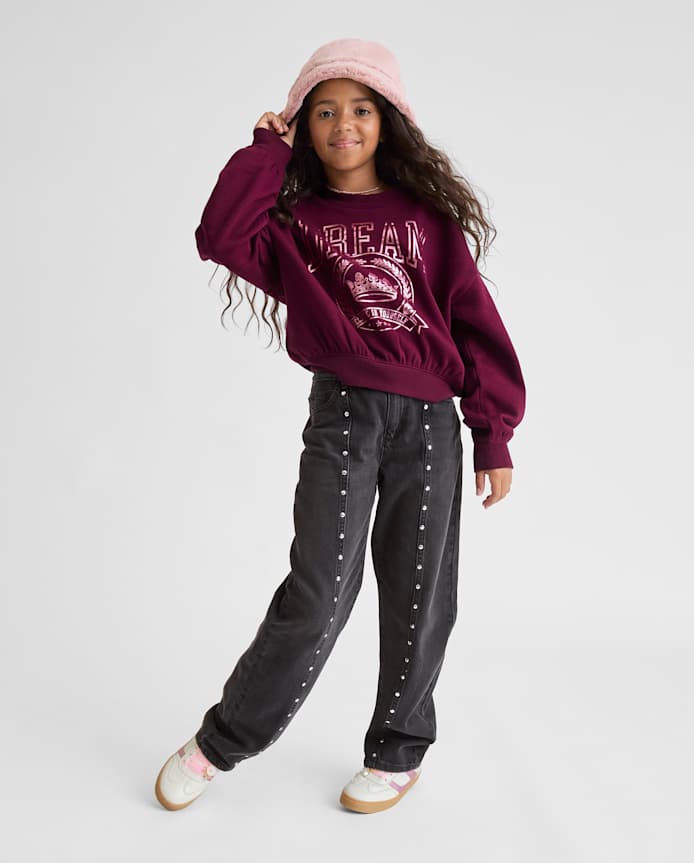Girls Studded Seam Slouchy Jeans