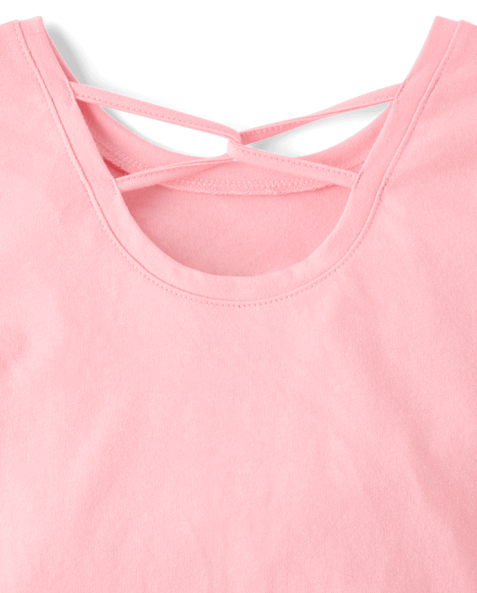 Girls Sequin Cross Back Top